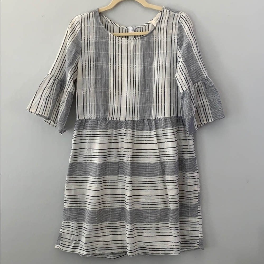 Striped Bell Sleeve Dress- M